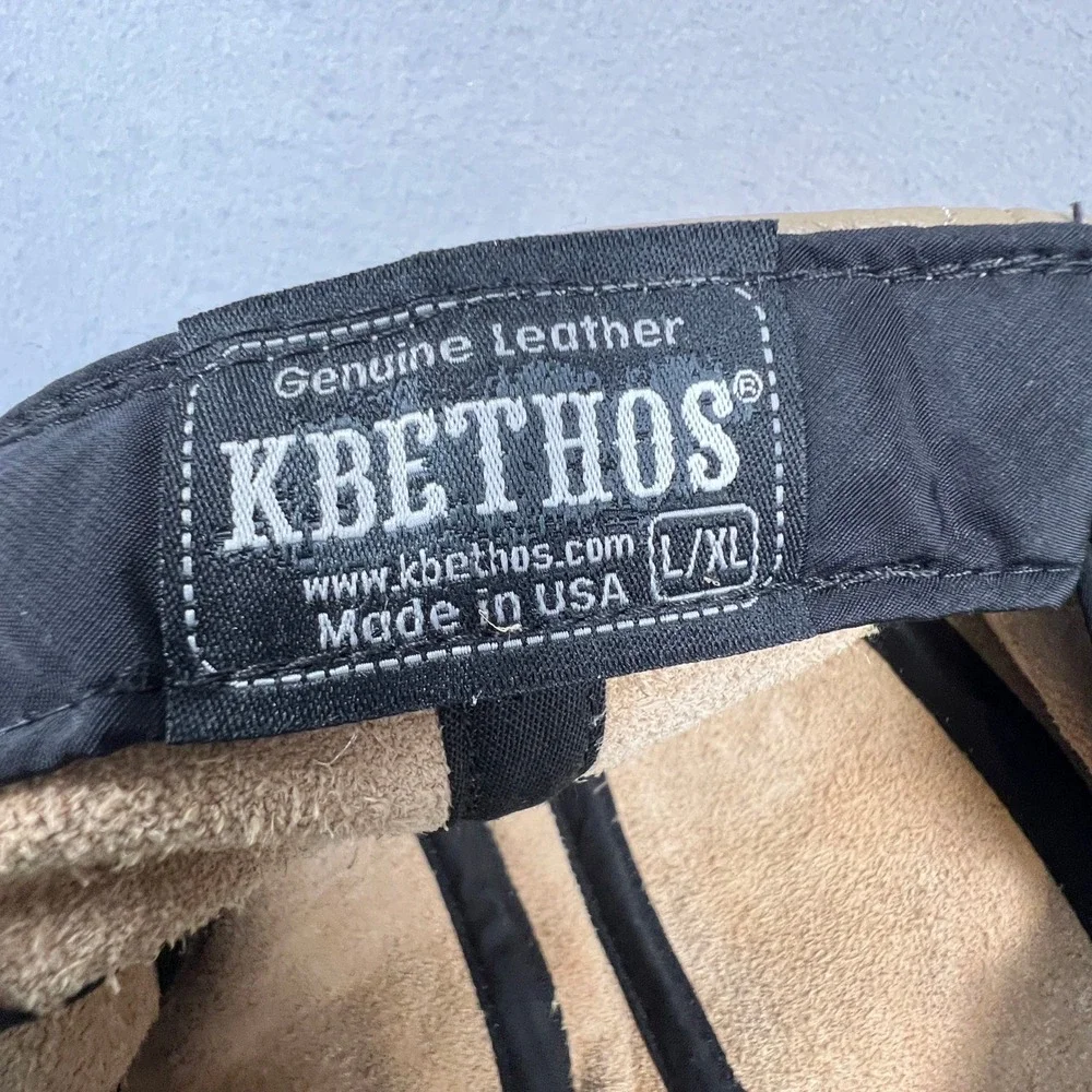 KBETHOS Flat Cap Mens L/XL Tan Genuine Leather Ivy Newsboy Driver Hat USA Made